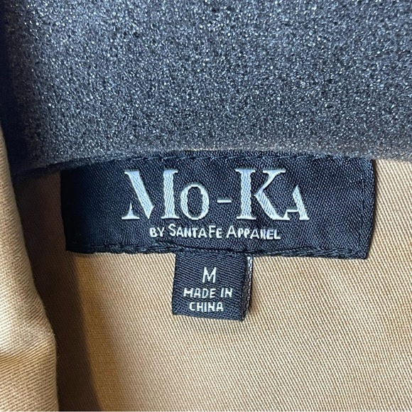 NWT Mo-Ka Camel Button-Down Tie Waist Trench Coat M - Picture 6 of 7
